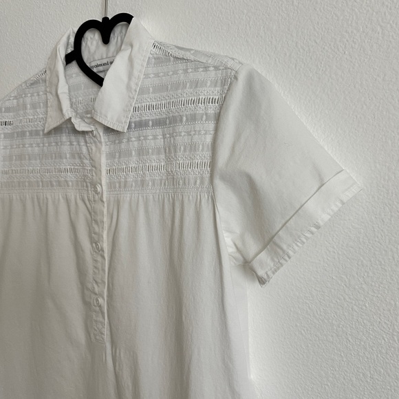 Cupcakes & Cashmere White Embroidered Cotton Collared Shirttail Mini Dress Sz S - Picture 6 of 9